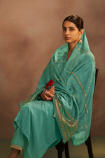 Pista Chinnon Embroidered Kurta Set with Jacquard Dupatta