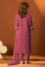 Maroon Pure Cotton Schiffly Kurta Set with Dupatta For Women