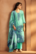 Cream Jacquard Art Silk Kurta Set with Cotton Bottom & Silk Jacquard Dupatta