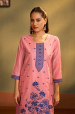Pink Jacquard Art Silk Kurta Set with Cotton Bottom & Silk Blend Dupatta