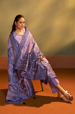 Lilac Jacquard Art Silk Kurta Set with Cotton Bottom & Silk Jacquard Dupatta