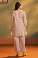 Brown Pure Cotton Embroidered Co-Ord Set For Women