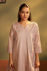 Brown Pure Cotton Embroidered Co-Ord Set For Women