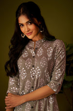 Women Brown Cotton Ethnic Motifs A-Line Kurta