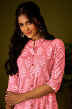 Women Pink Cotton Ethnic Motifs A-Line Kurta