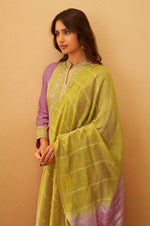 Light Pink Roman Silk Embroidered Flared Kurta Set Dupatta