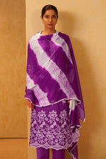 Purple Pure Cotton Schiffli Embroidered Straight Kurta Set Dupatta