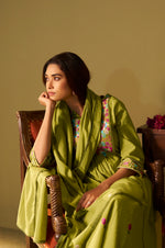 Green Pure Cotton Embroidered Kurta Set with Dupatta