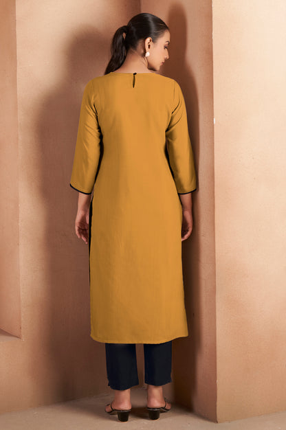 Musterd Cotton Blend Chikankari Embroidered Kurta For Women