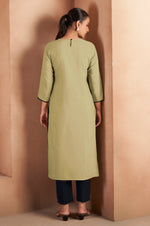 Pista Green Cotton Blend Chikankari Embroidered Kurta For Women