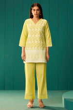 Women’s Pure Cotton Yellow Schiffli Co-Ord Set
