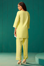 Women’s Pure Cotton Yellow Schiffli Co-Ord Set