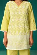Women’s Pure Cotton Yellow Schiffli Co-Ord Set