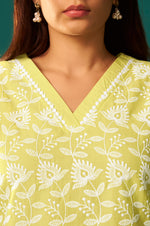 Women’s Pure Cotton Yellow Schiffli Co-Ord Set