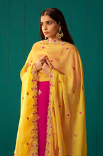 Pink Chinnon Embroidered Kurta Set With Dupatta For Women