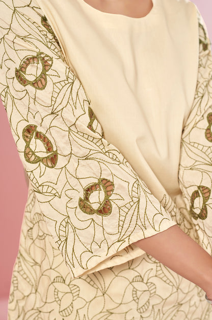 White Embroidered Cotton Straight Co-ord Set