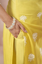 Yellow Pure Cotton Schiffli Ombre Embroidered Straight Kurta Set
