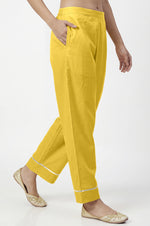 Yellow Pure Cotton Schiffli Ombre Embroidered Straight Kurta Set