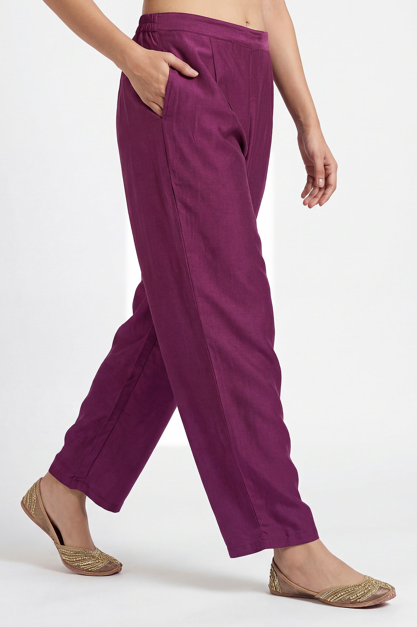 Wine Chinnon Embroidered Flared Kurta Set with Jacquard Chanderi Dupatta