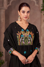 Black Pure Cotton Embroidered Kurta Set with Dupatta