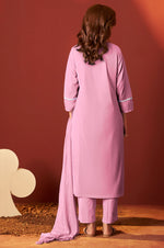 Pink Pure Cotton Schiffly Kurta Set with Dupatta For Women