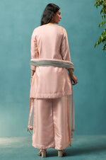 Light Pink Silk Blend Embroidery Straight Kurta Set