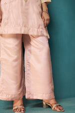 Light Pink Silk Blend Embroidery Straight Kurta Set