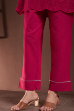 Women’s Dark Pink Pure Cotton Schiffli Co-Ord Set