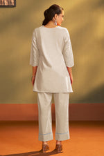 Women’s Cream Pure Cotton Schiffli Co-Ord Set