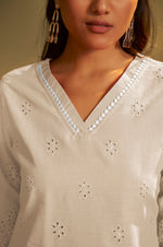 Women’s Cream Pure Cotton Schiffli Co-Ord Set