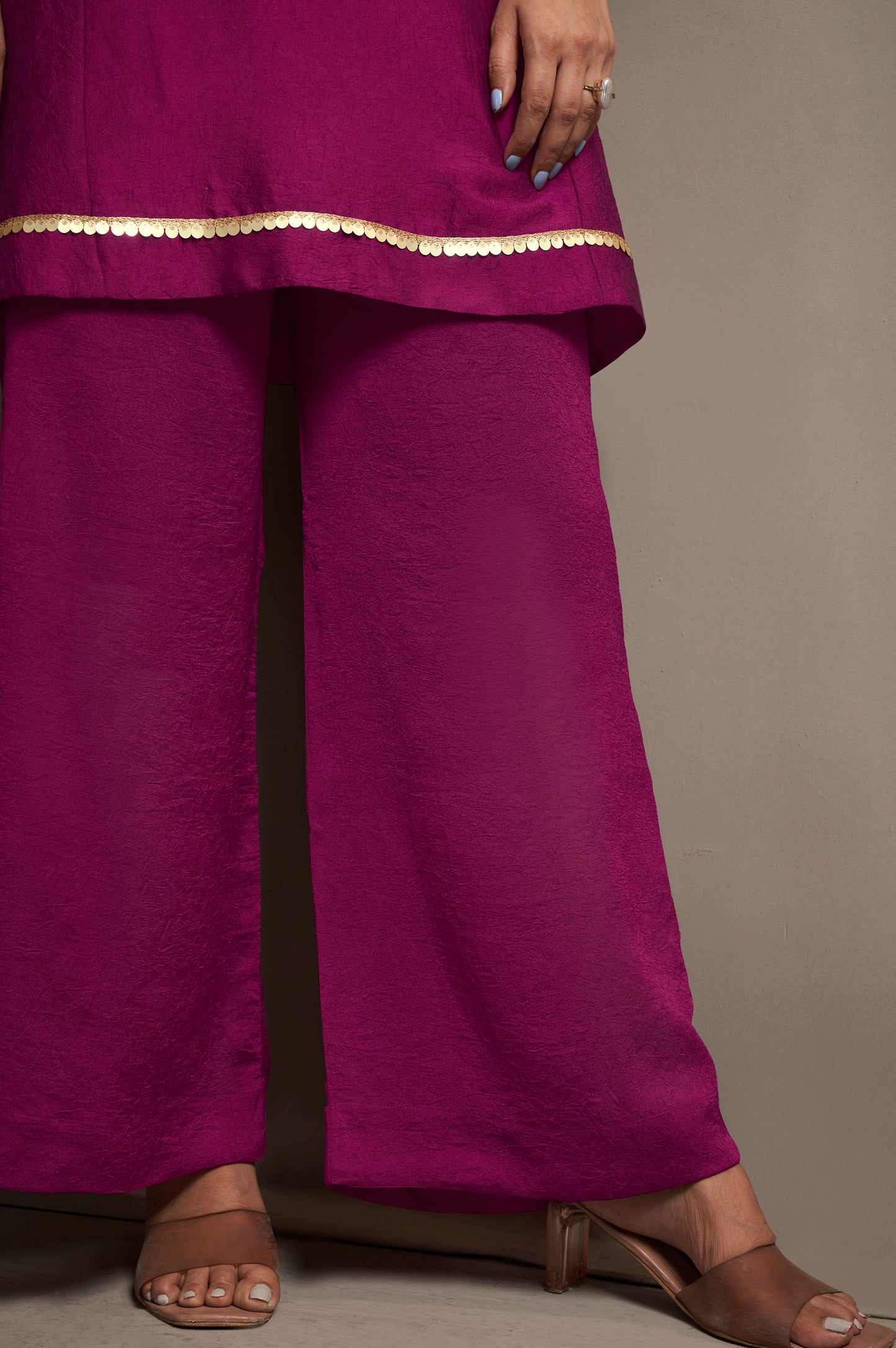 Women's Rani Pink Embroidered Silk Blend Straight Kurta Set