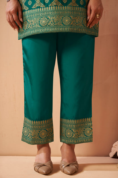 Women's Rama Green Jacquard Vichitra Silk Co-Ord Set