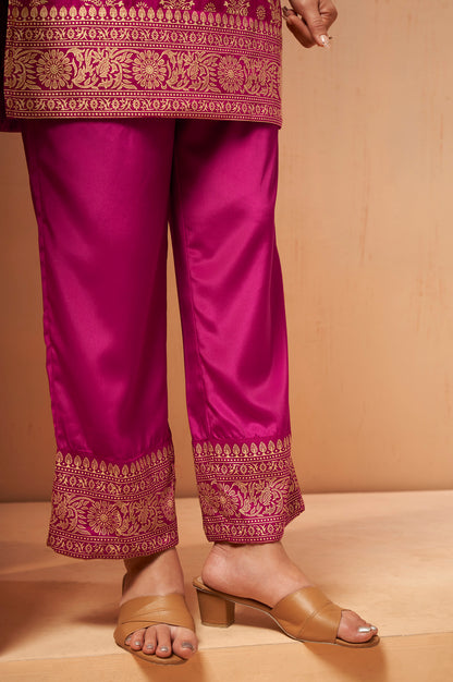 Women's Pink Jacquard Vichitra Silk Co-Ord Set