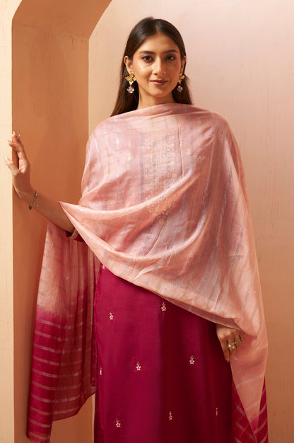 Women's Red Beads Work Chinnon Kurta Set