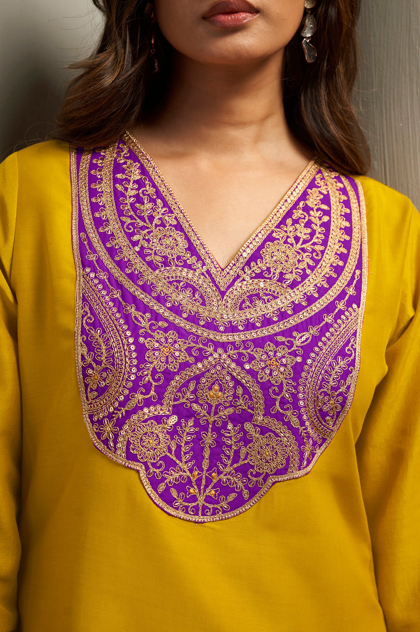 Women's Cotton Blend Embroidered Floral Motif Straight Kurta with Solid Cotton Blend Pants & Jacquard Chanderi Dupatta