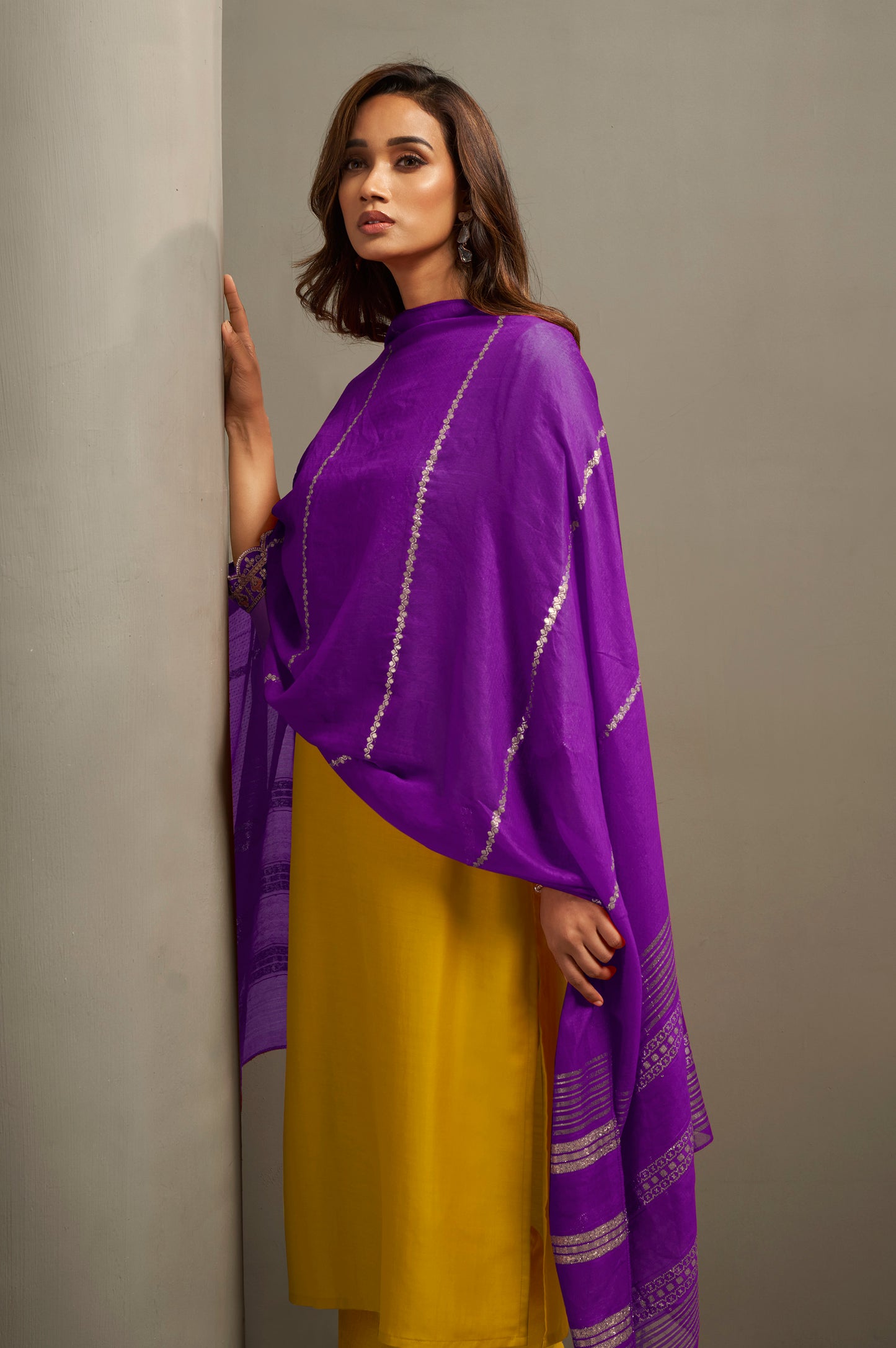 Women's Cotton Blend Embroidered Floral Motif Straight Kurta with Solid Cotton Blend Pants & Jacquard Chanderi Dupatta