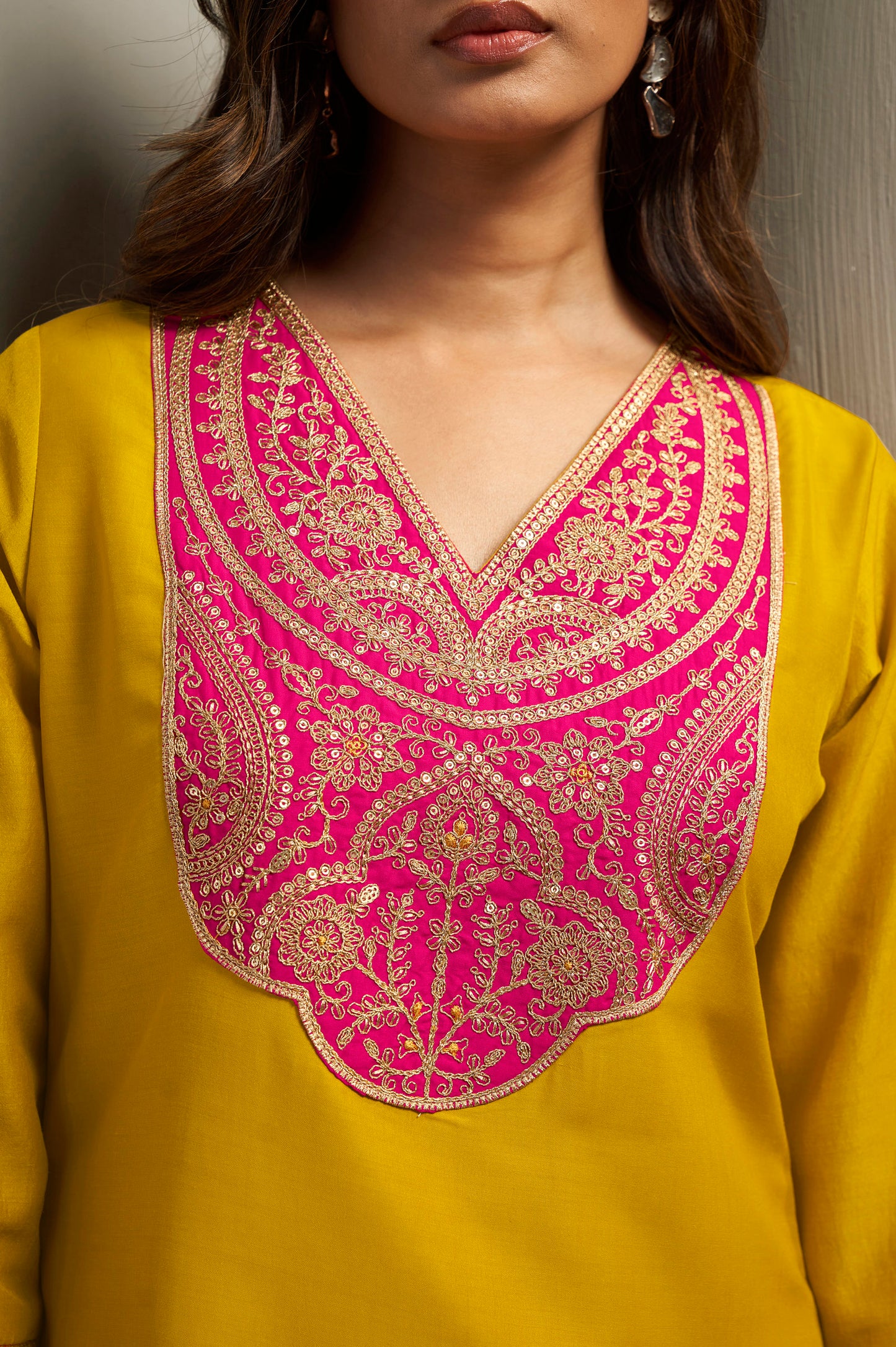 Women's Cotton Blend Embroidered Floral Motif Straight Kurta with Solid Cotton Blend Pants & Jacquard Chanderi Dupatta