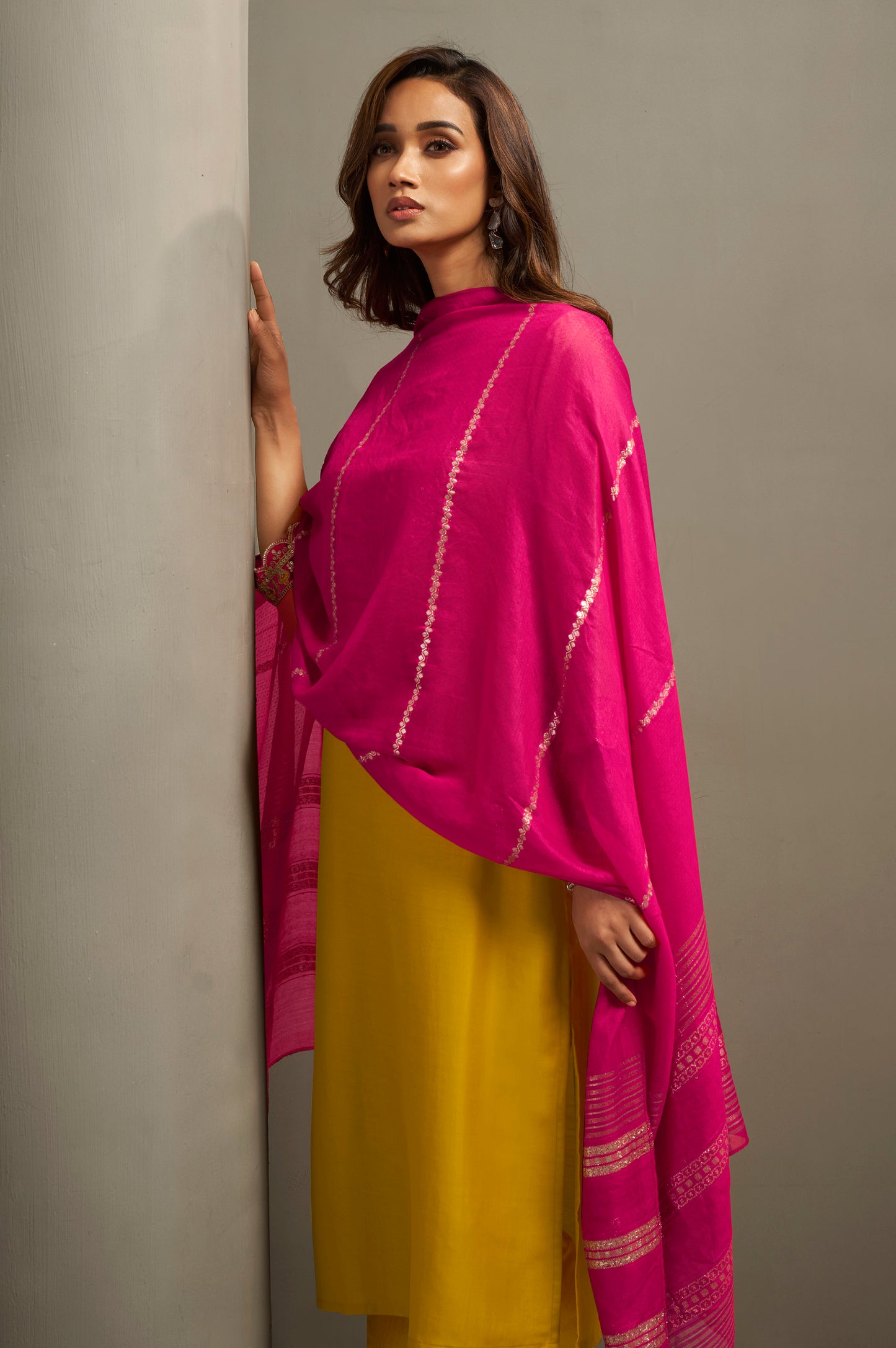 Women's Cotton Blend Embroidered Floral Motif Straight Kurta with Solid Cotton Blend Pants & Jacquard Chanderi Dupatta