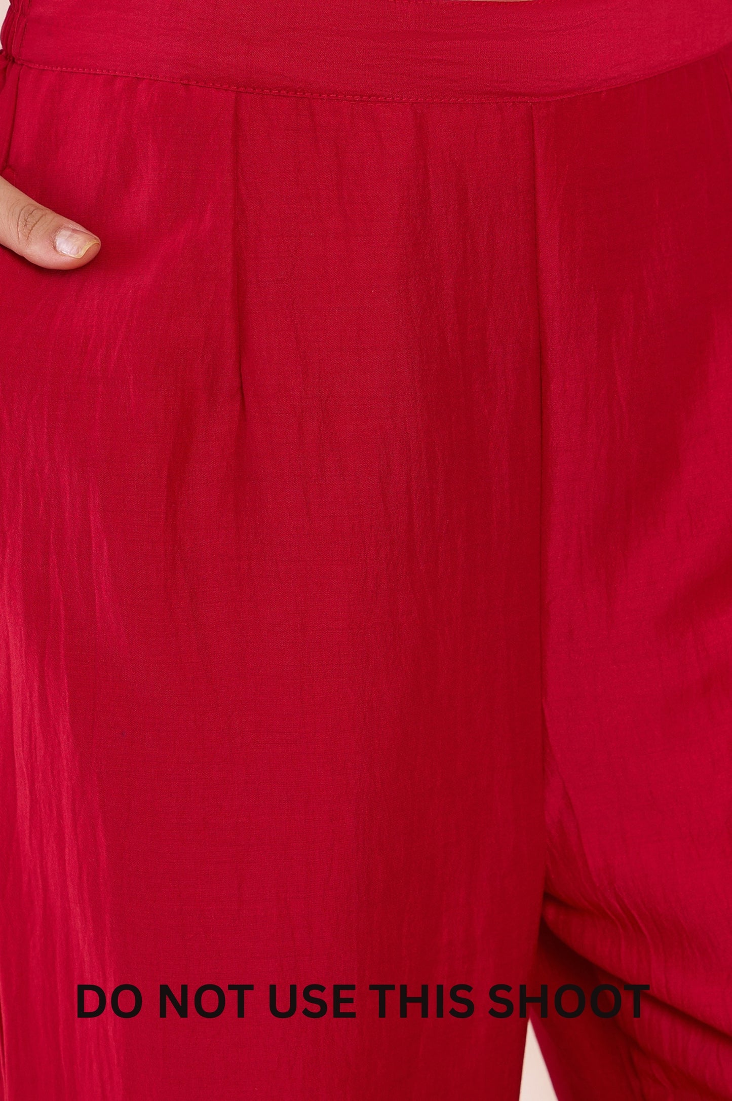 Red Chinnon Embroidered Foil Work Shirt & Pant Co-ord Set