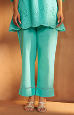 Women’s Pure Cotton Sky Blue Schiffli Co-Ord Set