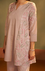 Brown Pure Cotton Embroidered Co-Ord Set For Women