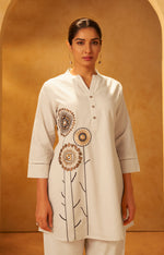 Women White Pure Cotton Embroidered Straight Kurta Co-Ord Set