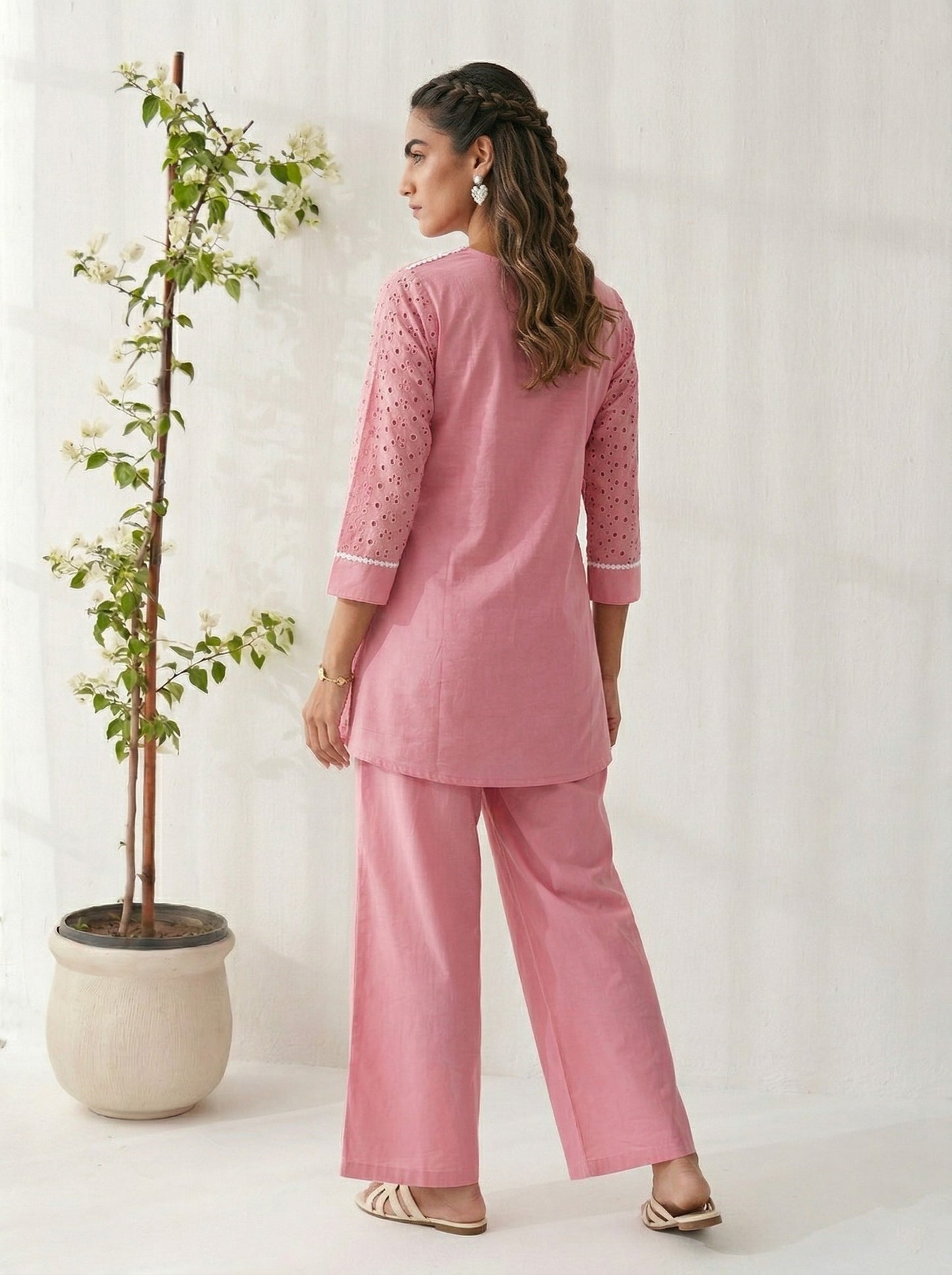 Dresoul Pure Cotton Schiffli Co-Ord Set