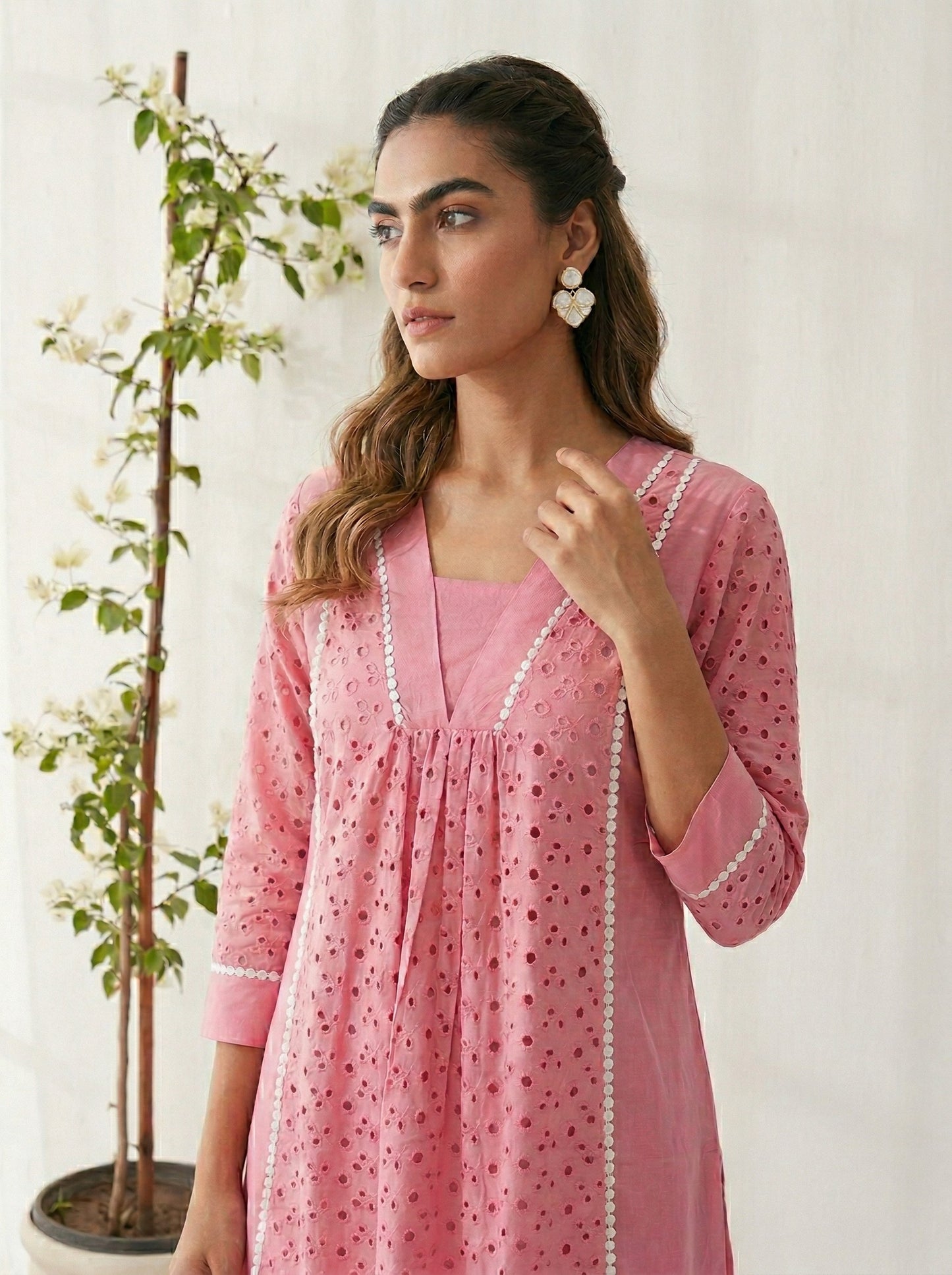 Dresoul Pure Cotton Schiffli Co-Ord Set