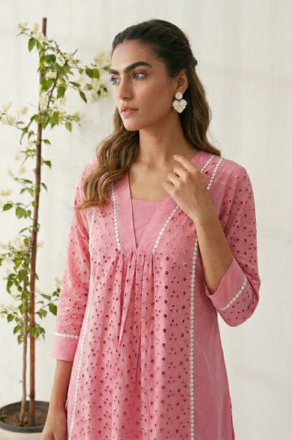 Dresoul Pure Cotton Schiffli Co-Ord Set