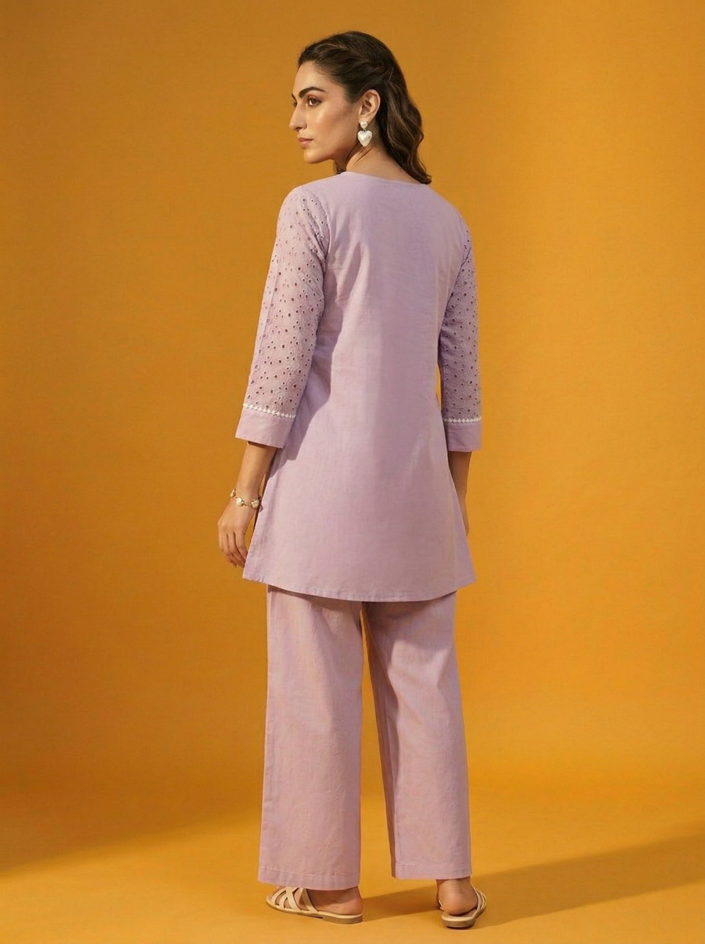 Dresoul Pure Cotton Schiffli Co-Ord Set