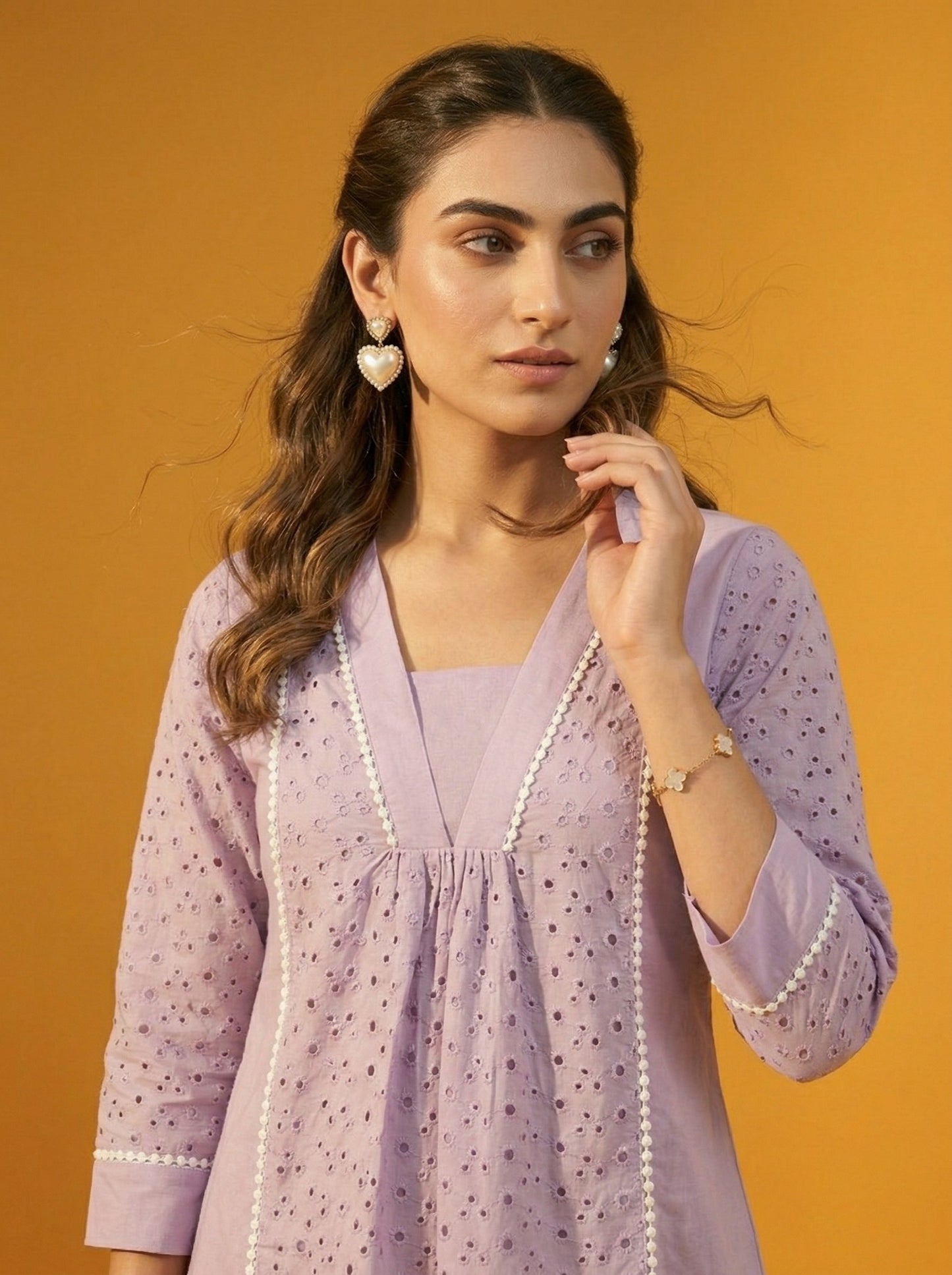 Dresoul Pure Cotton Schiffli Co-Ord Set