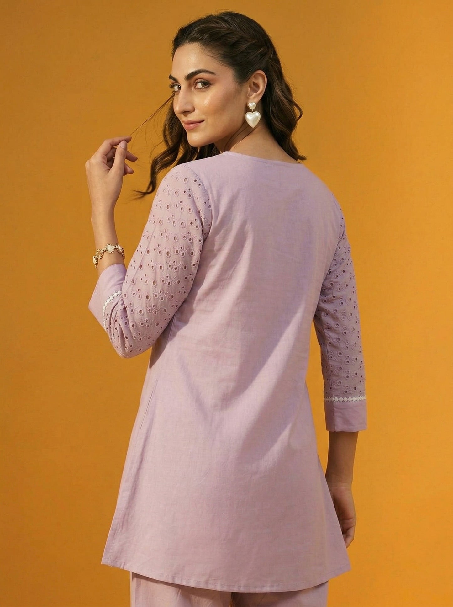 Dresoul Pure Cotton Schiffli Co-Ord Set