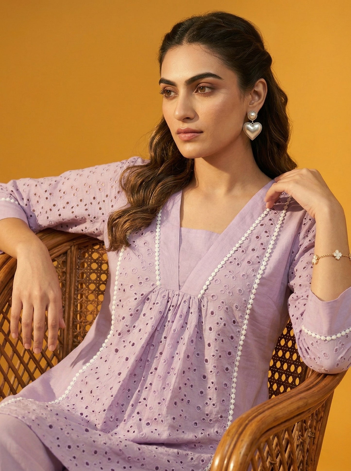 Dresoul Pure Cotton Schiffli Co-Ord Set