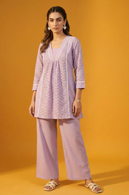 Dresoul Pure Cotton Schiffli Co-Ord Set